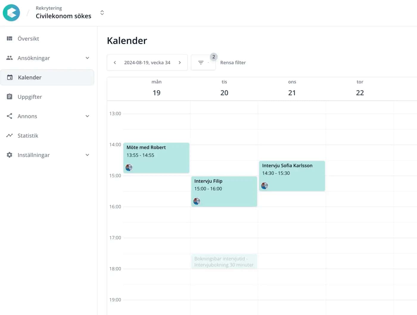 Cruitive's calendar